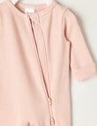 Teeny Weeny Sleep Waffle Long Sleeve Sleepsuit, Light Pink product photo View 02 S