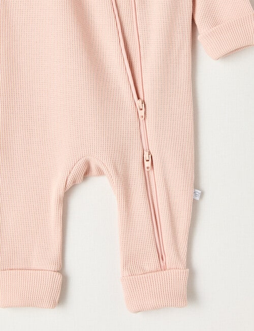 Teeny Weeny Sleep Waffle Long Sleeve Sleepsuit, Light Pink product photo View 03 L