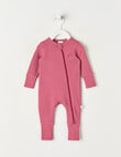 Teeny Weeny Sleep Waffle Long Sleeve Sleepsuit, Raspberry product photo