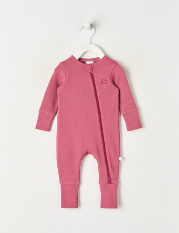 Teeny Weeny Sleep Waffle Long Sleeve Sleepsuit, Raspberry product photo