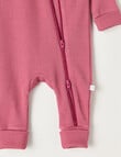 Teeny Weeny Sleep Waffle Long Sleeve Sleepsuit, Raspberry product photo View 03 S