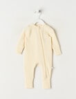 Teeny Weeny Sleep Waffle Long Sleeve Sleepsuit,Cream product photo