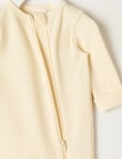 Teeny Weeny Sleep Waffle Long Sleeve Sleepsuit,Cream product photo View 02 S