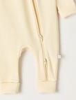 Teeny Weeny Sleep Waffle Long Sleeve Sleepsuit,Cream product photo View 03 S