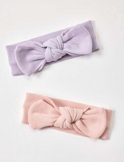 Teeny Weeny Waffle Headband, 2-Pack, Lilac & Pink product photo