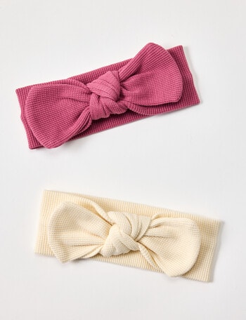 Teeny Weeny Waffle Headband, 2-Pack, Pink & Cream product photo