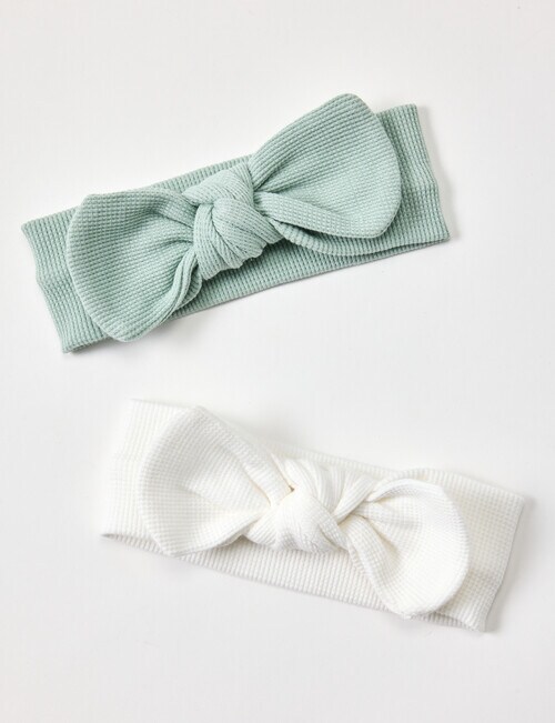 Teeny Weeny Waffle Headband, 2-Pack, White & Green product photo