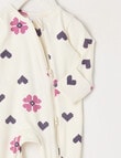 Teeny Weeny Sleep Stretch Cotton Hearts & Flowers Sleepsuit, White product photo View 02 S