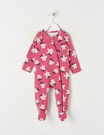 Teeny Weeny Sleep Stretch Cotton Flower Sleepsuit, Pink product photo