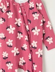 Teeny Weeny Sleep Stretch Cotton Flower Sleepsuit, Pink product photo View 02 S