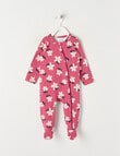 Teeny Weeny Sleep Stretch Cotton Flower Sleepsuit, Pink product photo View 04 S