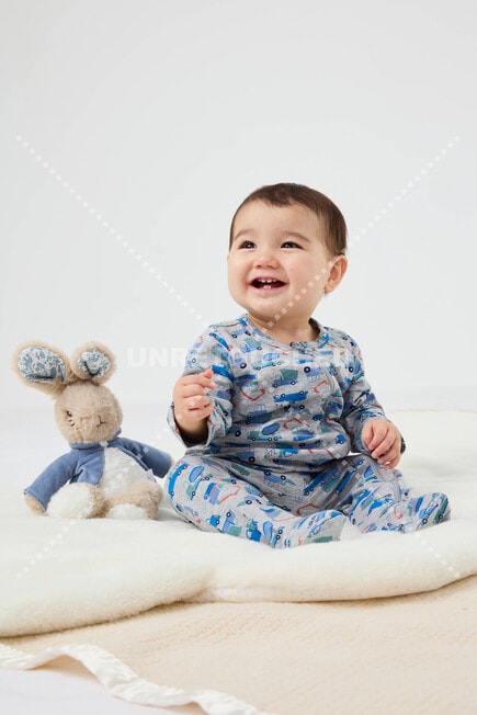 Teeny Weeny Sleep Stretch Cotton Flower Sleepsuit, Pink product photo View 13 L