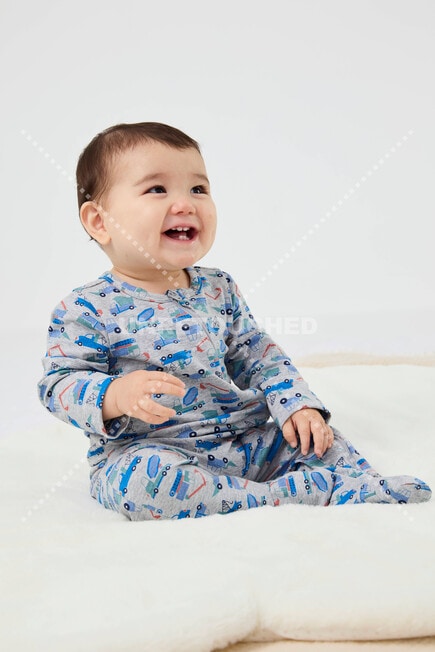 Teeny Weeny Sleep Stretch Cotton Flower Sleepsuit, Pink product photo View 16 L