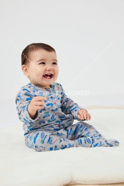 Teeny Weeny Sleep Stretch Cotton Flower Sleepsuit, Pink product photo View 40 L