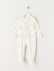 Teeny Weeny Sleep Stretch Cotton Heart Sleepsuit, White & Red product photo