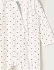 Teeny Weeny Sleep Stretch Cotton Heart Sleepsuit, White & Red product photo View 02 S