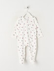 Teeny Weeny Sleep Stretch Cotton Floral Sleepsuit, White & Pink product photo