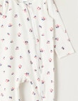 Teeny Weeny Sleep Stretch Cotton Floral Sleepsuit, White & Pink product photo View 02 S