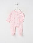 Teeny Weeny Sleep Stretch Cotton Bows Sleepsuit, Pink product photo
