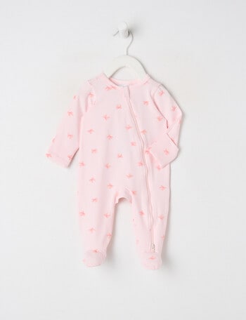 Teeny Weeny Sleep Stretch Cotton Bows Sleepsuit, Pink product photo