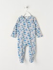 Teeny Weeny Sleep Stretch Cotton Truck Sleepsuit, Grey & Blue product photo View 03 S