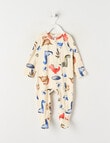 Teeny Weeny Sleep Stretch Cotton Dino Sleepsuit, Cream product photo
