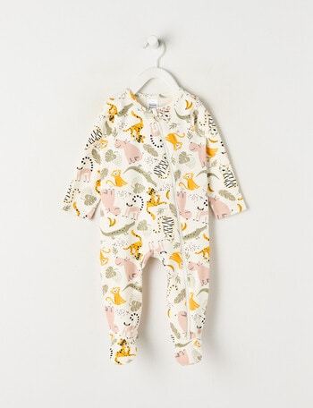Teeny Weeny Sleep Stretch Cotton Safari Sleepsuit, Cream product photo
