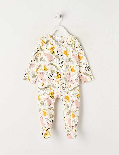 Teeny Weeny Sleep Stretch Cotton Safari Sleepsuit, Cream product photo