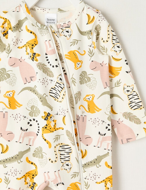 Teeny Weeny Sleep Stretch Cotton Safari Sleepsuit, Cream product photo View 02 L