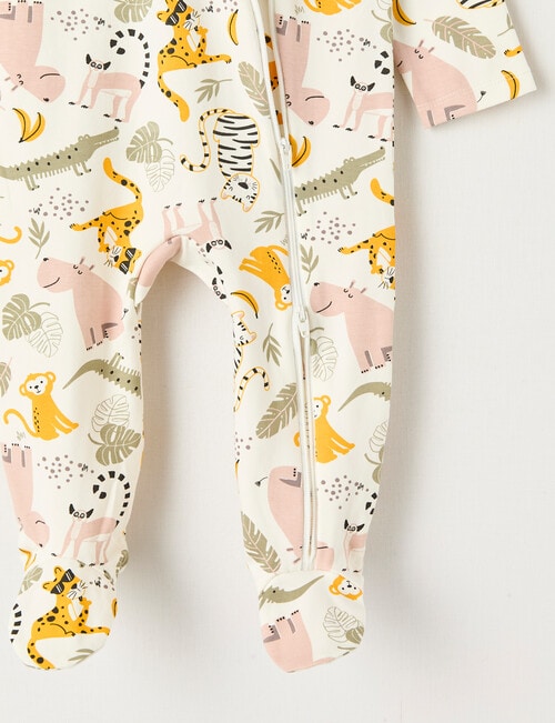 Teeny Weeny Sleep Stretch Cotton Safari Sleepsuit, Cream product photo View 03 L