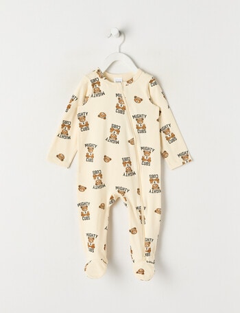 Teeny Weeny Sleep Stretch Cotton Mighty Club Sleepsuit, Cream product photo