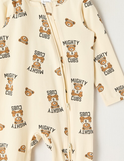 Teeny Weeny Sleep Stretch Cotton Mighty Club Sleepsuit, Cream product photo View 02 L