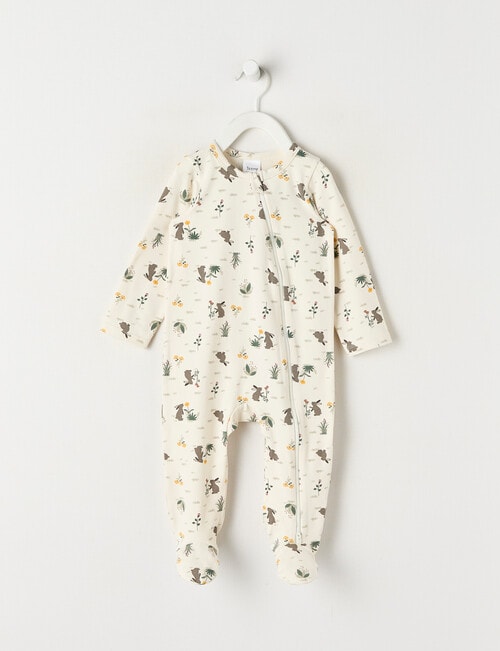Teeny Weeny Sleep Stretch Cotton Bunny Sleepsuit, Cream product photo