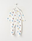 Teeny Weeny Sleep Stretch Cotton Popcorn Sleepsuit, White product photo