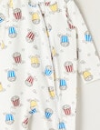 Teeny Weeny Sleep Stretch Cotton Popcorn Sleepsuit, White product photo View 02 S