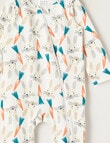 Teeny Weeny Sleep Stretch Cotton Bunny Sleepsuit, Stone White product photo View 02 S