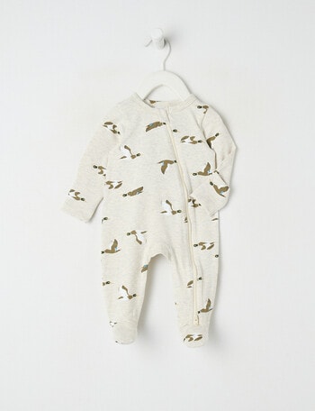 Teeny Weeny Sleep Stretch Cotton Ducks Sleepsuit, Grey product photo