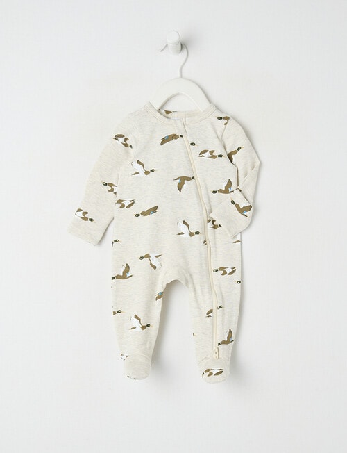 Teeny Weeny Sleep Stretch Cotton Ducks Sleepsuit, Grey product photo