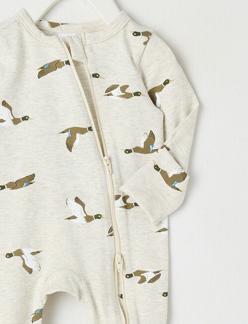 Teeny Weeny Sleep Stretch Cotton Ducks Sleepsuit, Grey product photo View 02 L