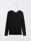 Blue Ink Merino & Cotton Blend Long Sleeve Top, Black, 8-14 product photo