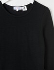 Blue Ink Merino & Cotton Blend Long Sleeve Top, Black, 8-14 product photo View 02 S