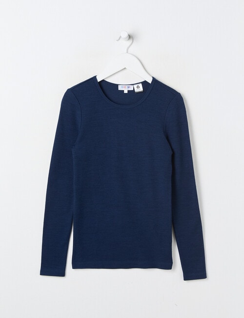 Blue Ink Merino & Cotton Blend Long Sleeve Top, Navy, 8-14 product photo