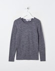 Blue Ink Merino & Cotton Blend Long Sleeve Top, Velveteen, 8-14 product photo