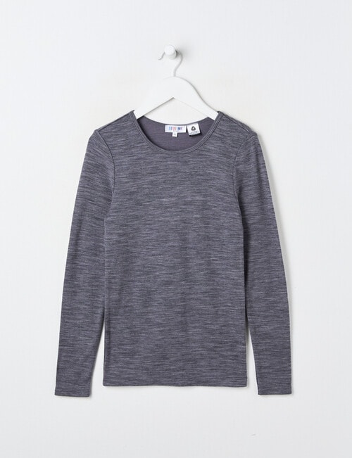 Blue Ink Merino & Cotton Blend Long Sleeve Top, Velveteen, 8-14 product photo
