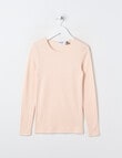 Blue Ink Merino & Cotton Blend Long Sleeve Top, Powder Pink, 8-14 product photo