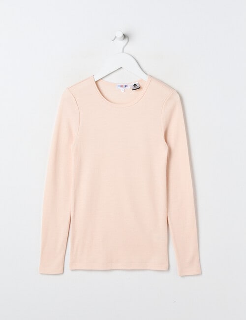 Blue Ink Merino & Cotton Blend Long Sleeve Top, Powder Pink, 8-14 product photo