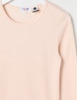Blue Ink Merino & Cotton Blend Long Sleeve Top, Powder Pink, 8-14 product photo View 02 S