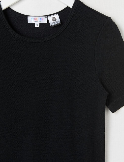 Blue Ink Merino & Cotton Blend Short Sleeve Top, Black, 8-14 product photo View 02 L