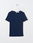 Blue Ink Merino & Cotton Blend Short Sleeve Top, Navy, 8-14 product photo