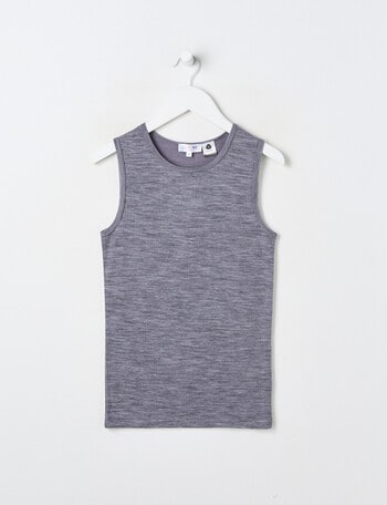 Blue Ink Merino & Cotton Blend Singlet, Velveteen, 8-14 product photo